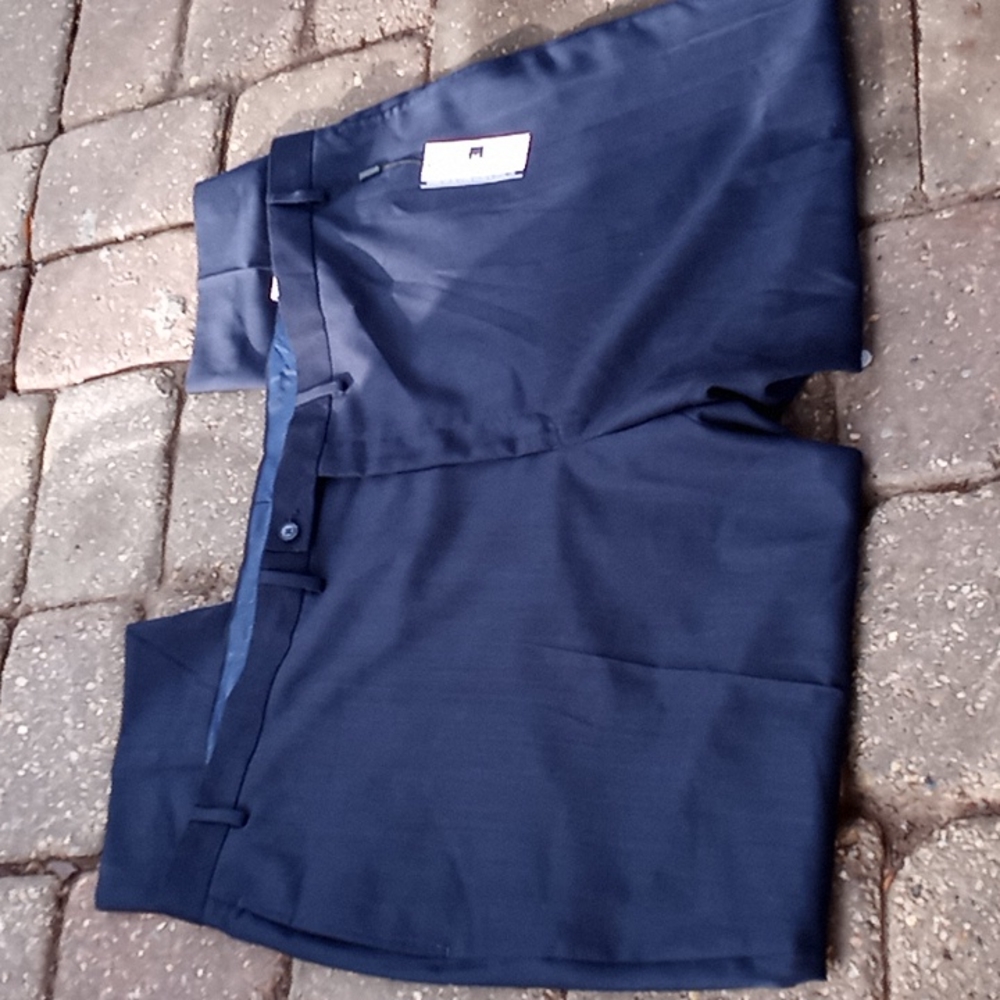 NWT mens "Michael Strahan" flat front blue dress pants